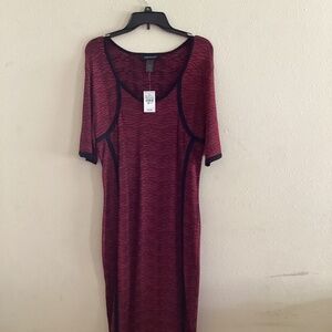 Stretchy/Spandex Red/Black strip dress